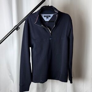 Tommy Hilfiger Navy Half-Zip Sweater with Subtle Logo